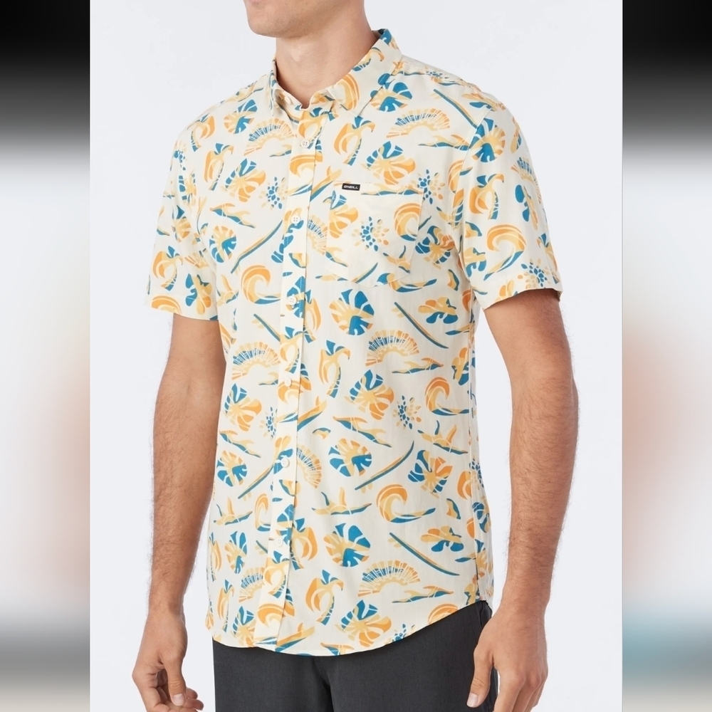 New O'Neill Cotton Shirt Oasis Tropical Short Sleeve Modern Fit  Sz XL or XXL